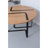 Designer round table in solid oak and metal
