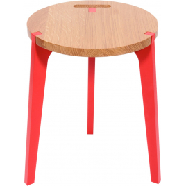 Tabouret design pieds rouge Canne en chêne sur LaCorbeille.fr