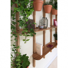 Support mural XPOT bois naturel / Pour 2 pots de fleurs ou étagères - H 100  cm - Compagnie