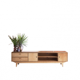 Low Sideboard in wood with doors