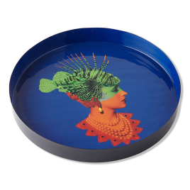 Rascaqueen round tray in Gangzaï painted metal