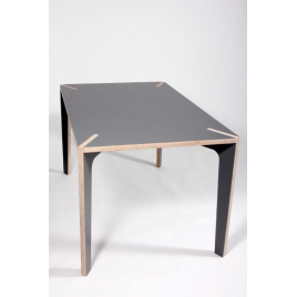 Grande table design stratifié gris et contreplaqué de bouleau Série X Design Benjamin Faure sur LaCorbeille.fr