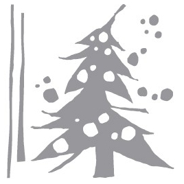 Silver sticker of a christmas tree